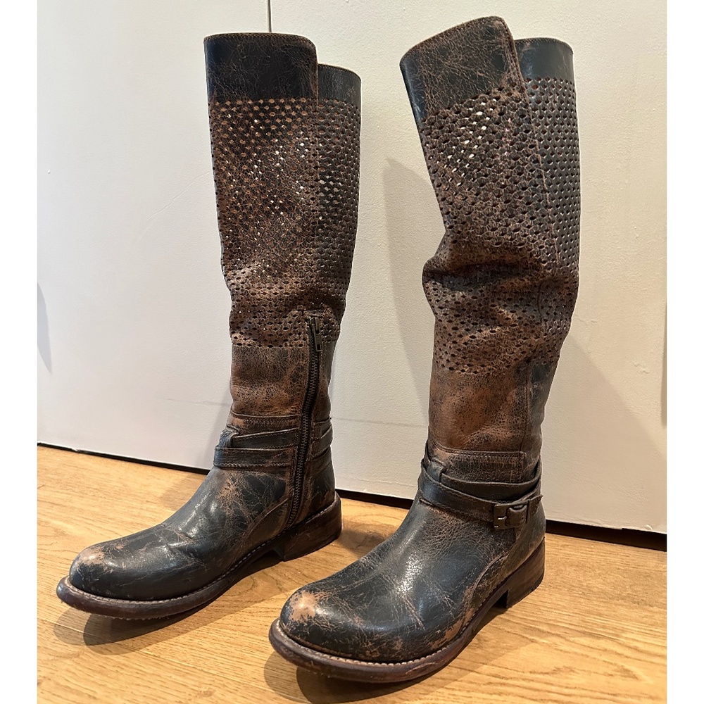 BedStu Biltmore Black/Brown Lux Distressed Riding Boots Free people Sz 7